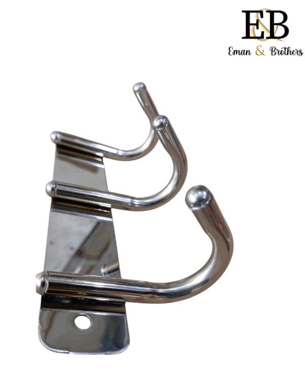 7-piece stainless steel bathroom accessory set by Eman & Brothers with cup holder, towel rod, hooks, and more
